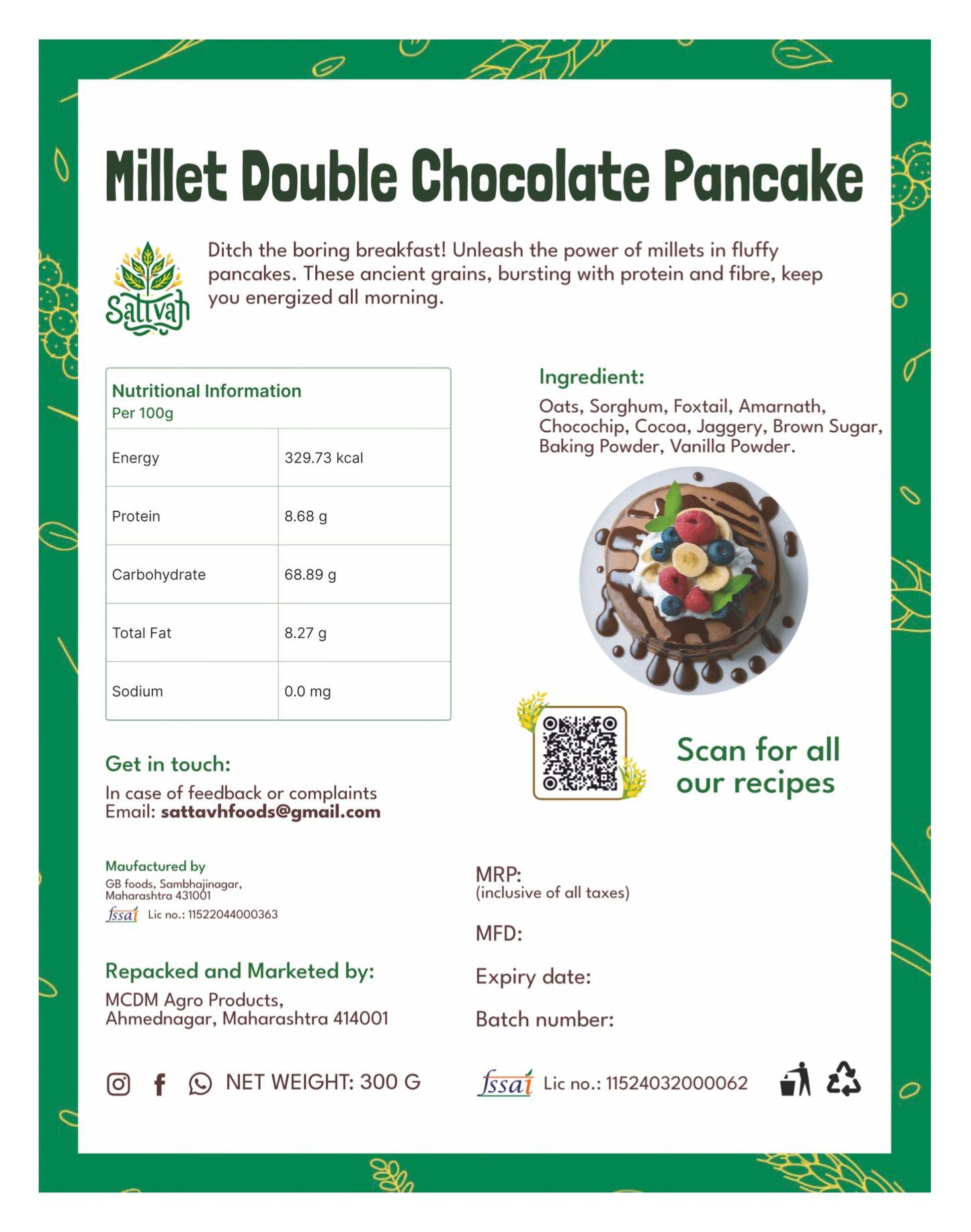 Millet Chocolate Pancake