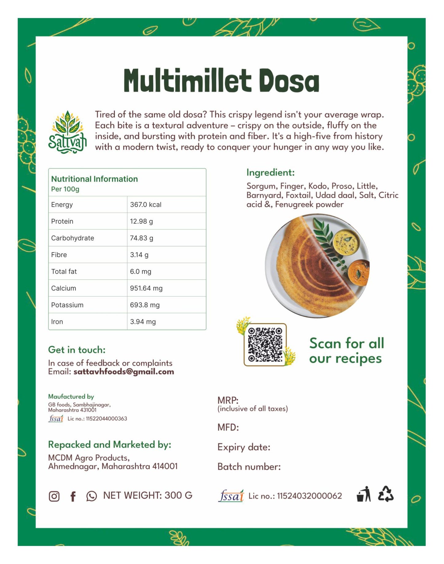 Multimillet Dosa